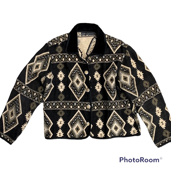 Southwestern Canyon Blanket Tapestry Jacket Boho Vintage Size Large - Picture 11 of 12